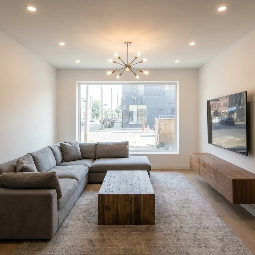 A finished living room redesign with its estimated cost