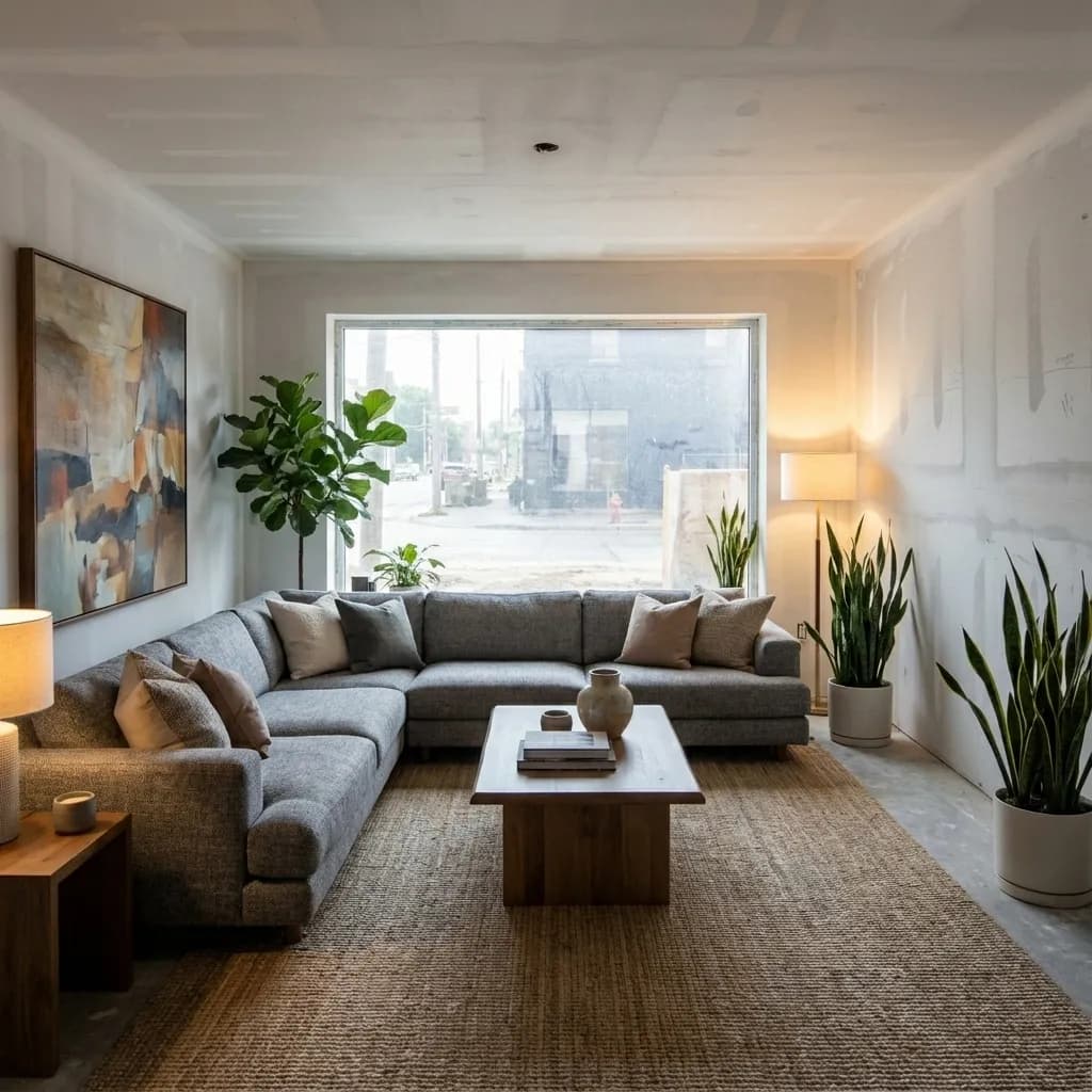 The same room furnished in a first style pass