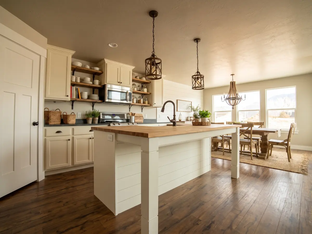 Farmhouse Kitchen — AI redesign preview rendered with Gemini 3 Pro Image, the model behind Compozit's redesigns
