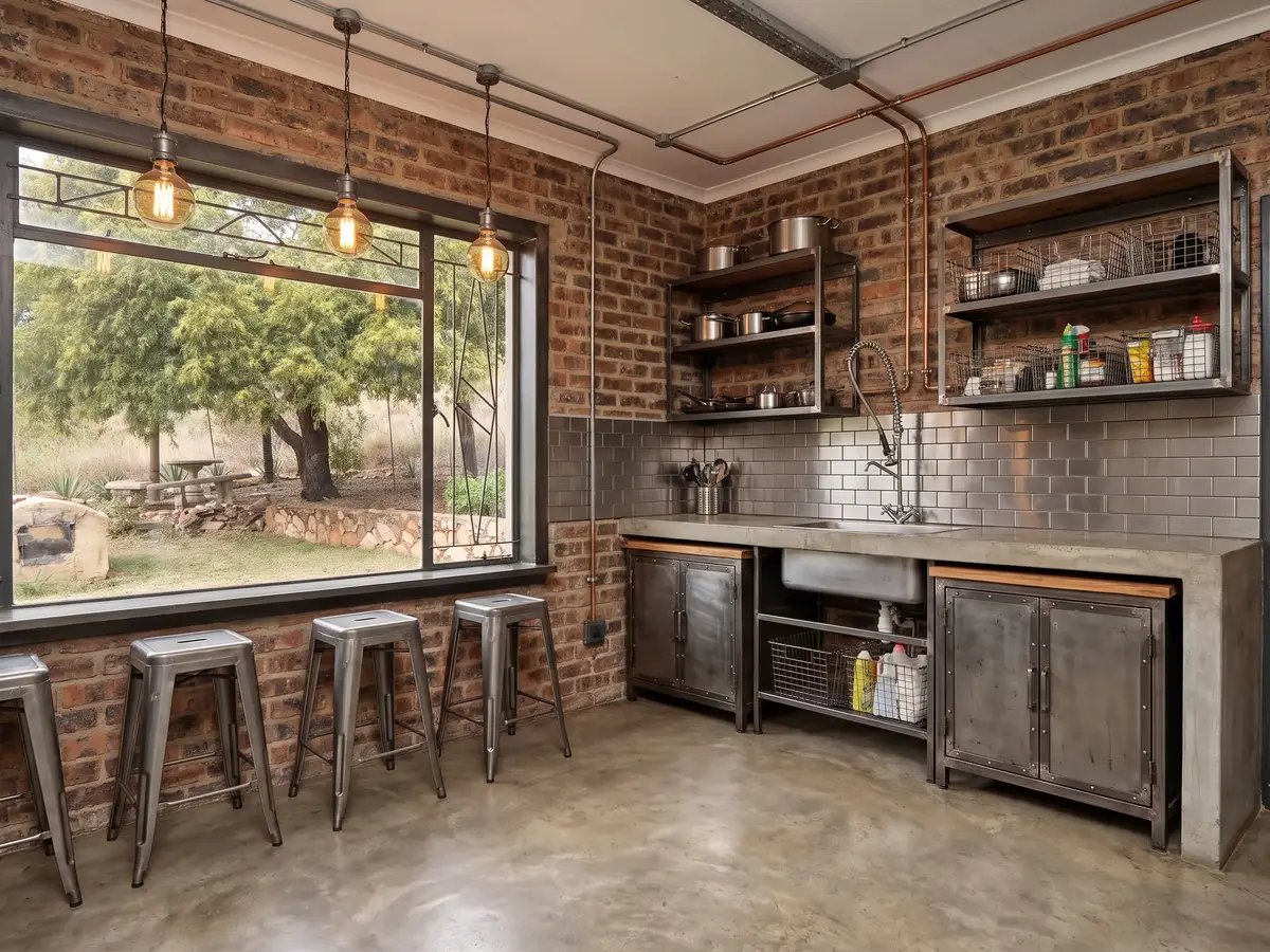 Industrial Kitchen — AI redesign preview rendered with Gemini 3 Pro Image, the model behind Compozit's redesigns